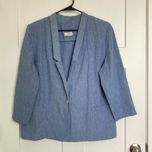 Angel of California Women’s embellished Denim Jeans Jacket, button down, Size 18
